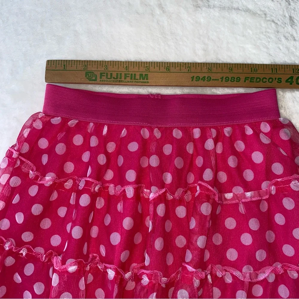 Disney Skirt Polka Dot Pink White tulle Size 6/6x Pull On‎ Skort Elastic waist